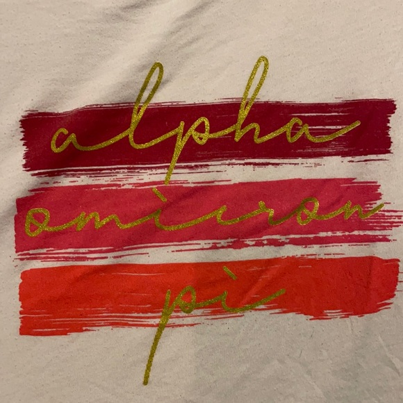 ✨Alpha Omicron Pi Glitter Letter T-Shirt - Picture 2 of 4